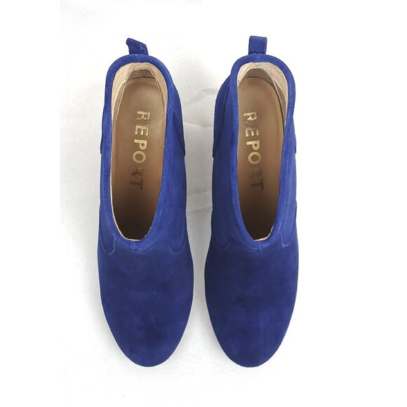 Report Blue Western Suede Ankle Medium Heel Boots Booties with Stacked Heel EUC - Picture 7 of 9